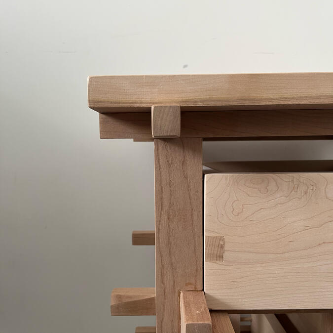 "scaffold" dresser table, cherry, showcased at @idstoronto "prototype" show