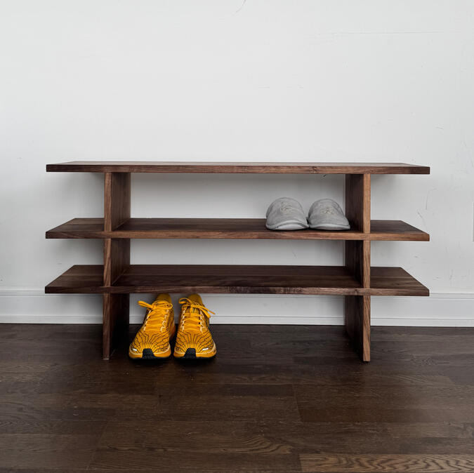 shoe rack, walnut