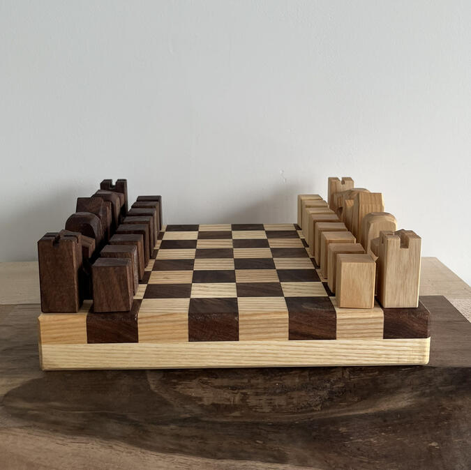 chess set, ash & walnut, discontinued