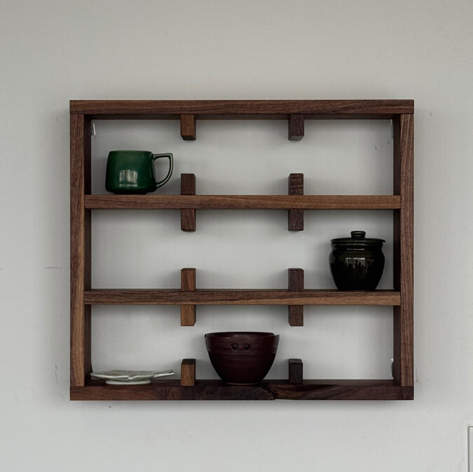dovetailed cup shelf, walnut