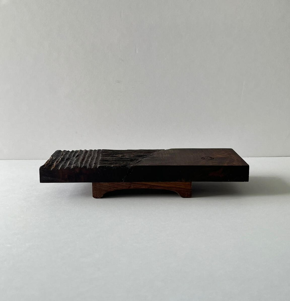 Sculptural tray, handcarved. Texture inspired by Japanese zen garden patterns. Holds space.